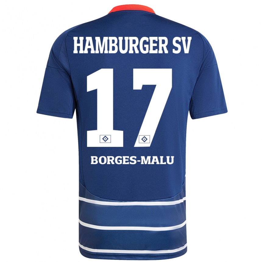 Gyermek Labdarúgás Louis Borges-Malu #17 Sötétkék Idegenbeli Jersey 2024/25 Mez Póló Ing