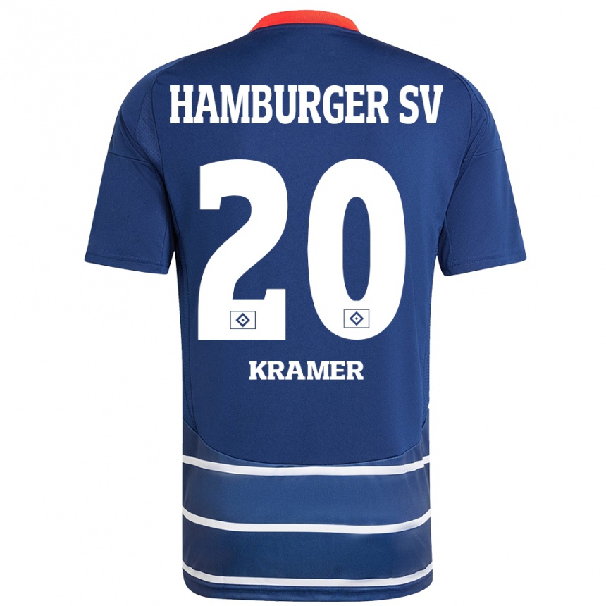 Gyermek Labdarúgás Timon Kramer #20 Sötétkék Idegenbeli Jersey 2024/25 Mez Póló Ing