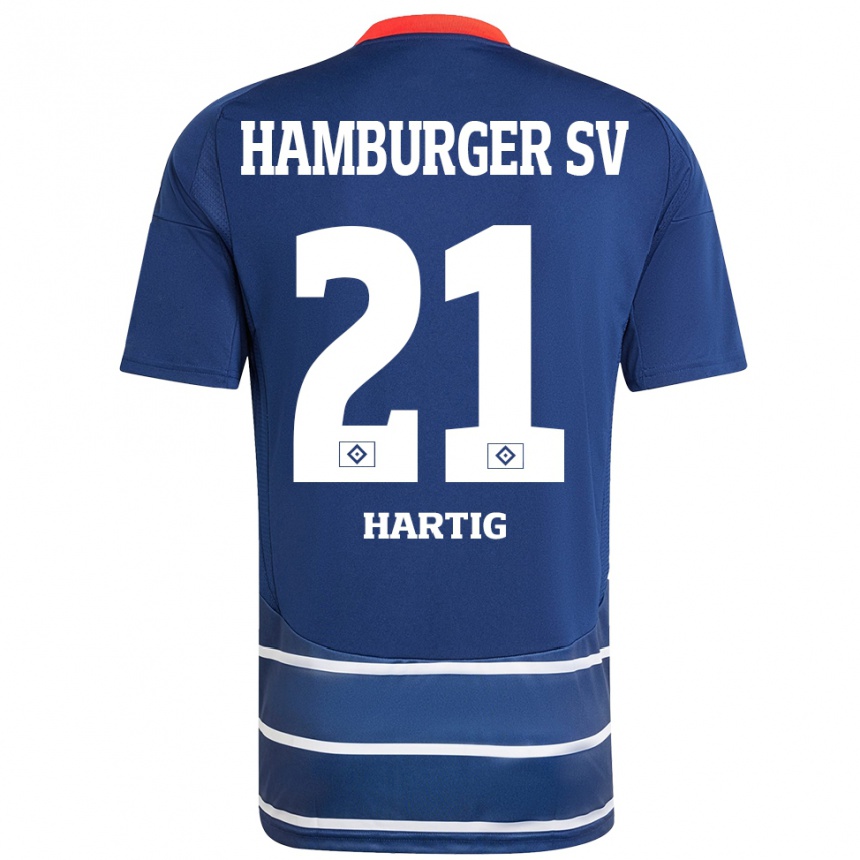 Gyermek Labdarúgás Jonas-Finn Hartig #21 Sötétkék Idegenbeli Jersey 2024/25 Mez Póló Ing