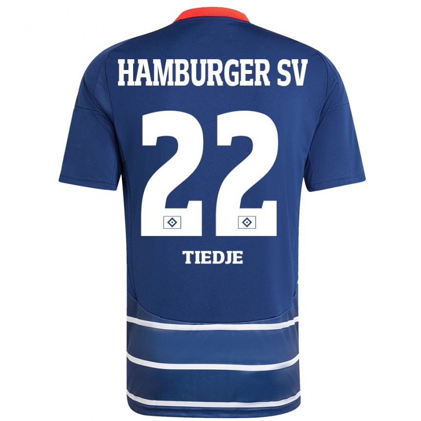 Gyermek Labdarúgás Patrick Tiedje #22 Sötétkék Idegenbeli Jersey 2024/25 Mez Póló Ing