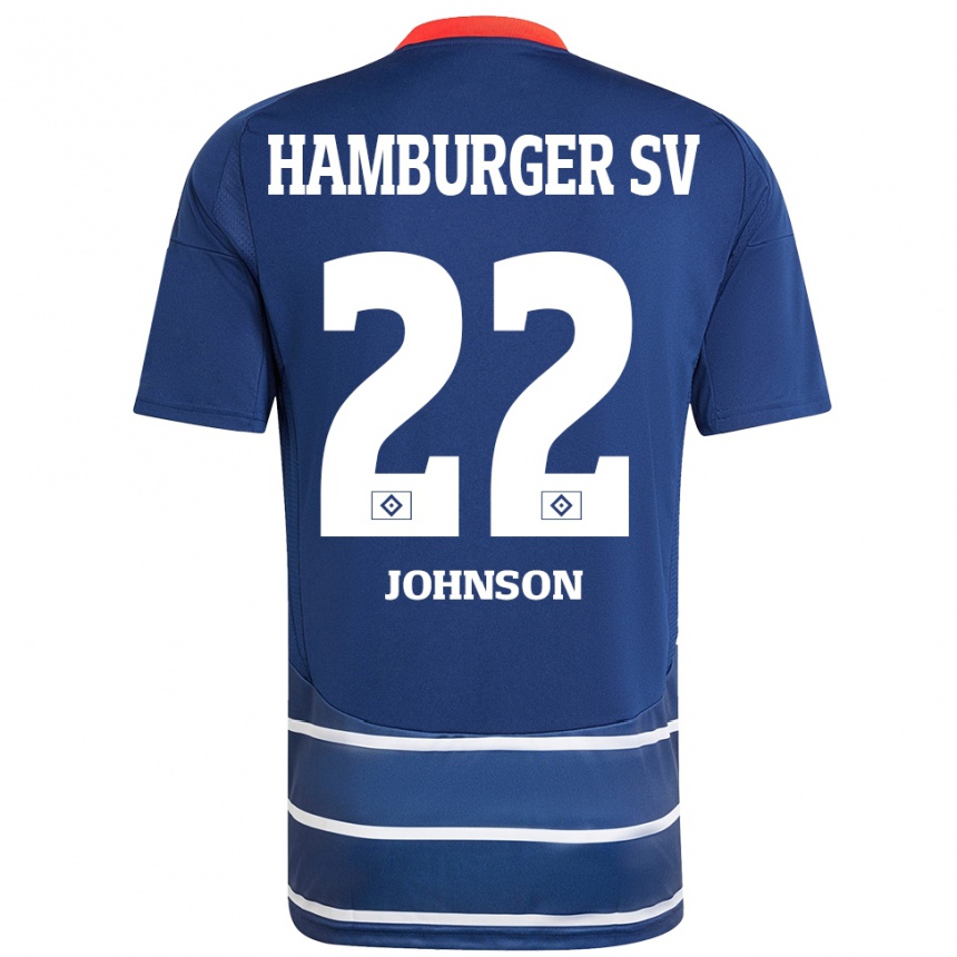 Gyermek Labdarúgás Emmanuel Johnson #22 Sötétkék Idegenbeli Jersey 2024/25 Mez Póló Ing