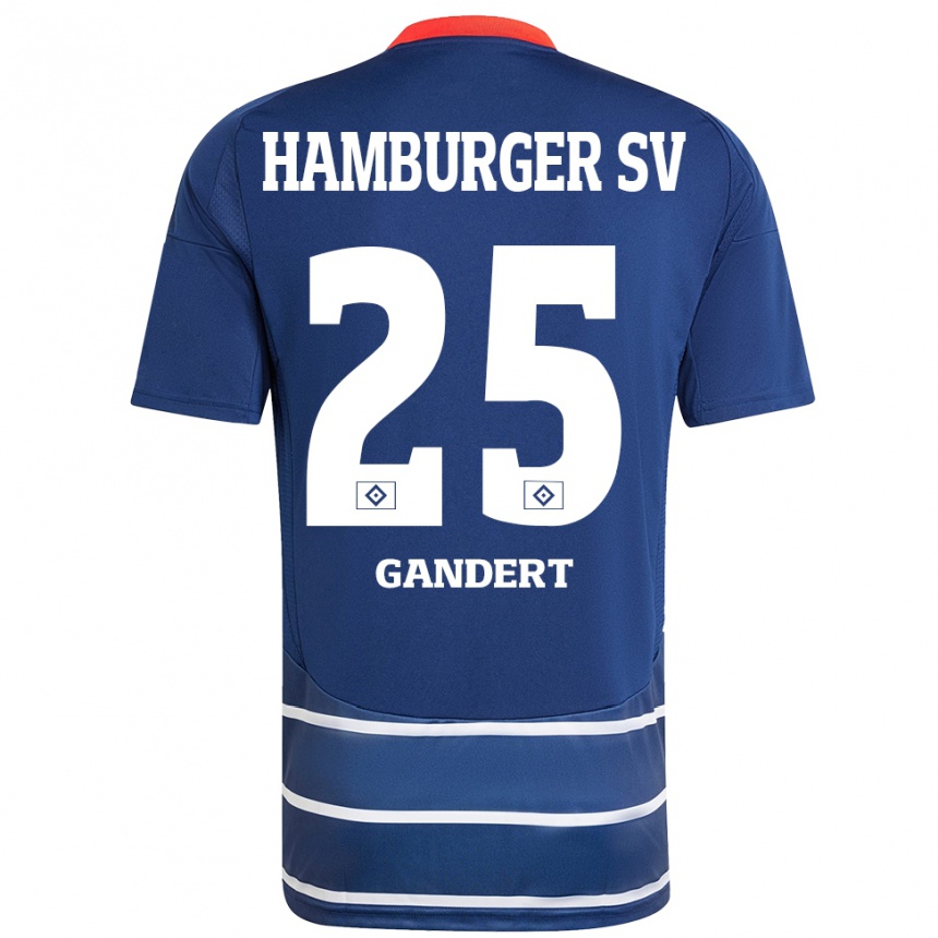 Gyermek Labdarúgás Jeremy Gandert #25 Sötétkék Idegenbeli Jersey 2024/25 Mez Póló Ing