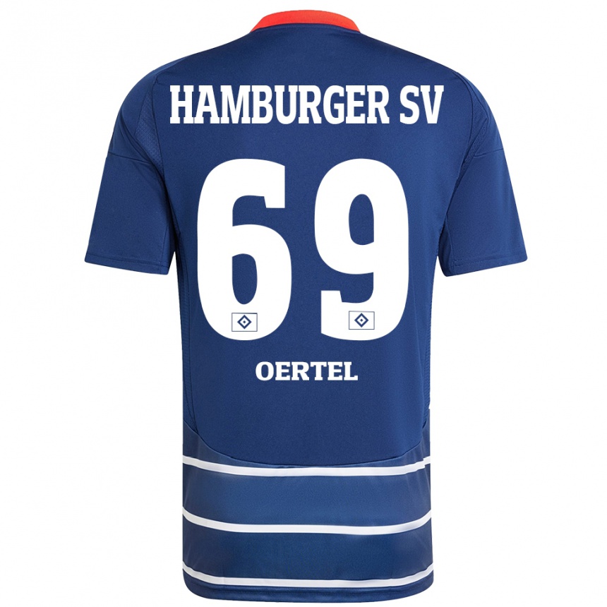 Gyermek Labdarúgás Jan Oertel #69 Sötétkék Idegenbeli Jersey 2024/25 Mez Póló Ing