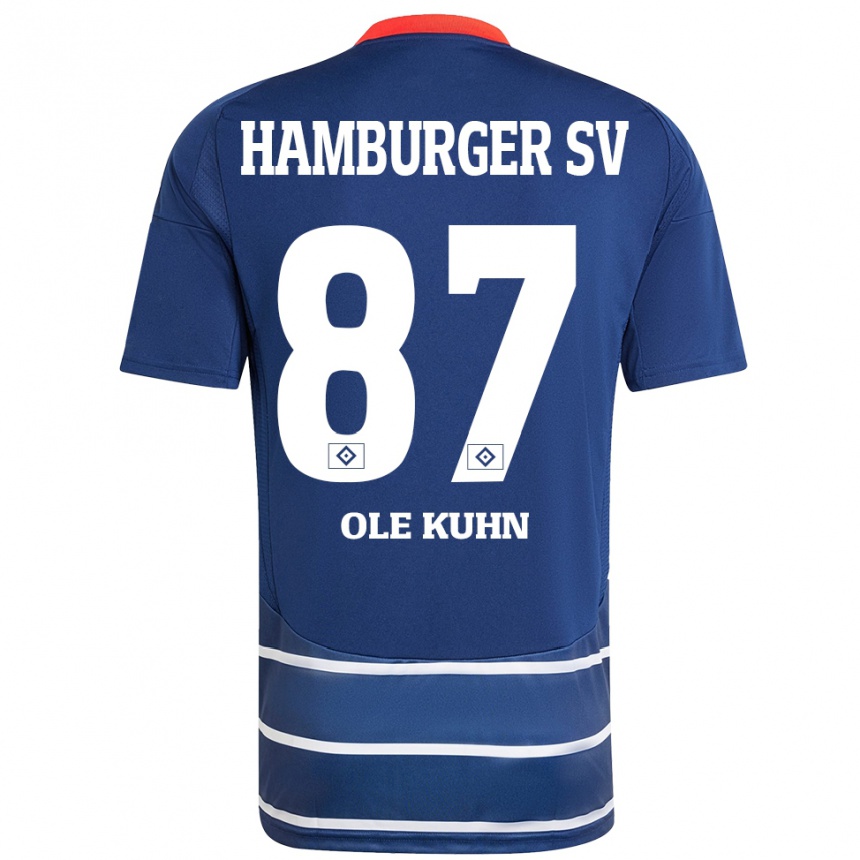 Gyermek Labdarúgás Niklas Ole Kühn #87 Sötétkék Idegenbeli Jersey 2024/25 Mez Póló Ing