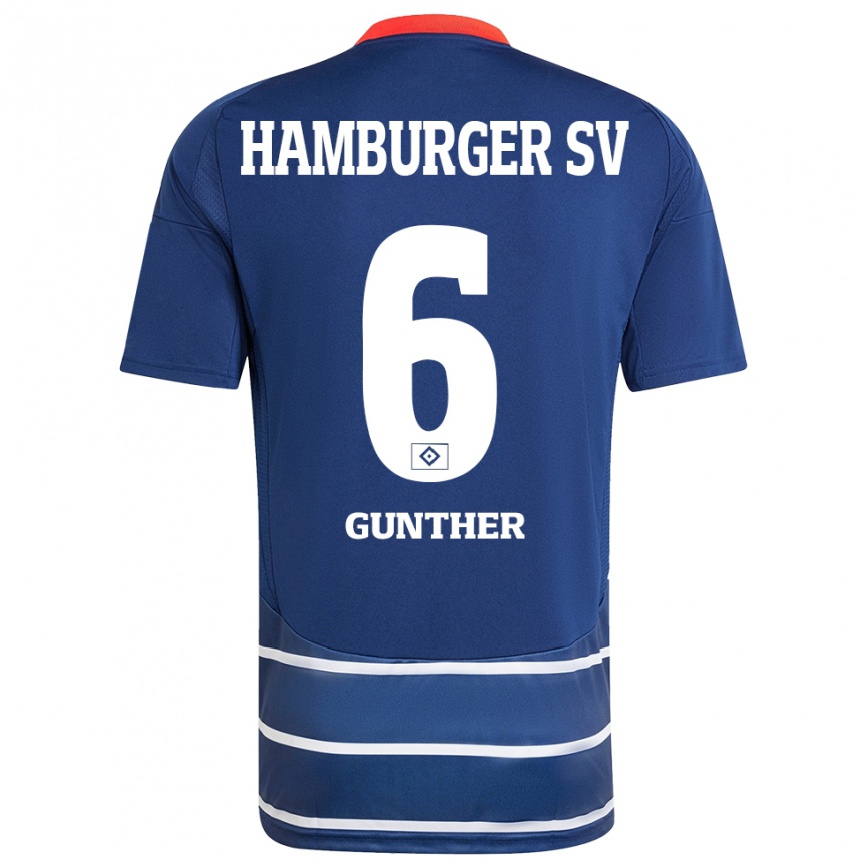 Gyermek Labdarúgás Hannah Günther #6 Sötétkék Idegenbeli Jersey 2024/25 Mez Póló Ing