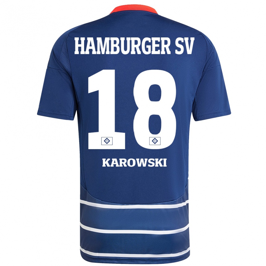 Gyermek Labdarúgás Nele Karowski #18 Sötétkék Idegenbeli Jersey 2024/25 Mez Póló Ing