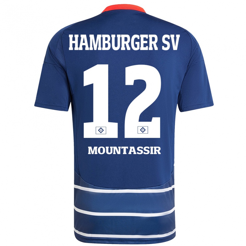 Gyermek Labdarúgás Youssef Mountassir #12 Sötétkék Idegenbeli Jersey 2024/25 Mez Póló Ing