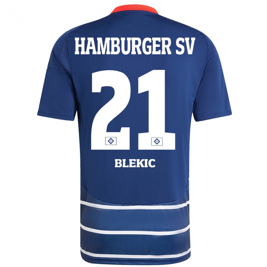 Gyermek Labdarúgás Romeo Blekic #21 Sötétkék Idegenbeli Jersey 2024/25 Mez Póló Ing