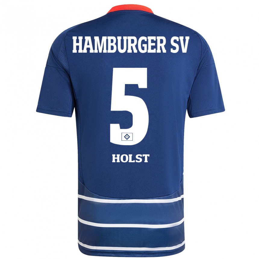 Gyermek Labdarúgás Evelyn Holst #5 Sötétkék Idegenbeli Jersey 2024/25 Mez Póló Ing