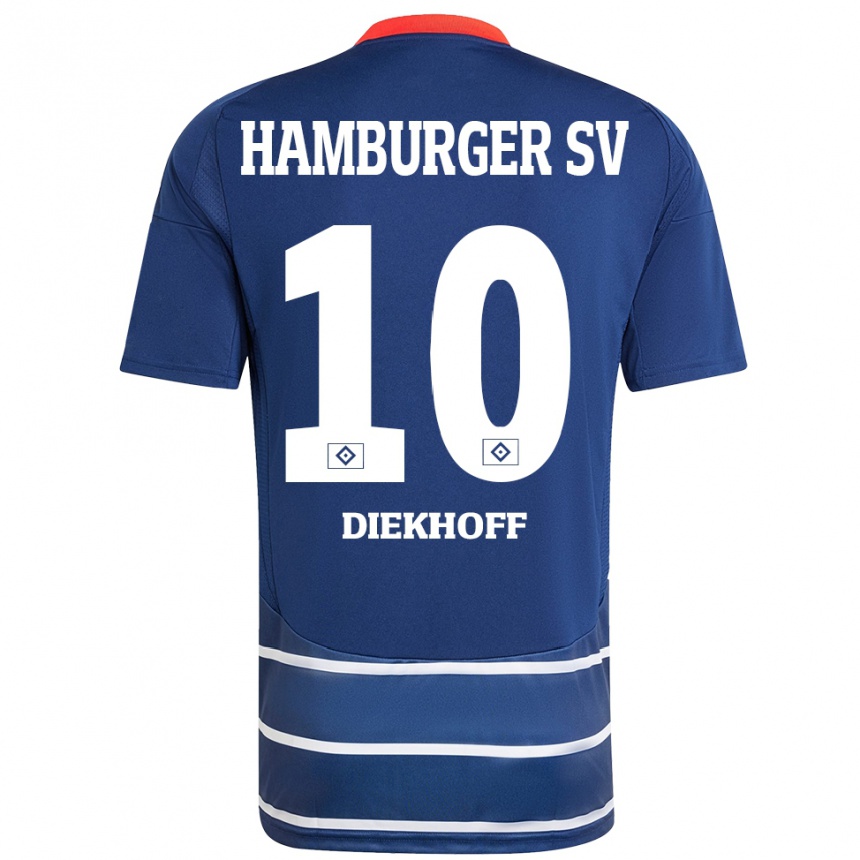 Gyermek Labdarúgás Hannah Diekhoff #10 Sötétkék Idegenbeli Jersey 2024/25 Mez Póló Ing