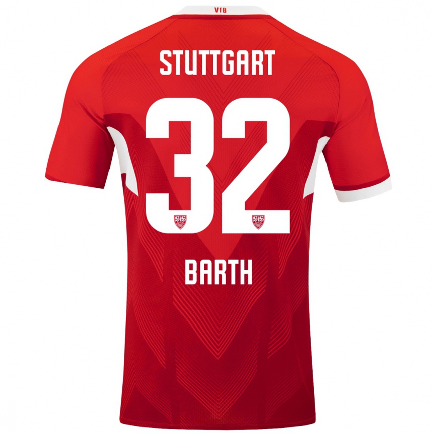 Gyermek Labdarúgás Tom Barth #32 Piros Fehér Idegenbeli Jersey 2024/25 Mez Póló Ing