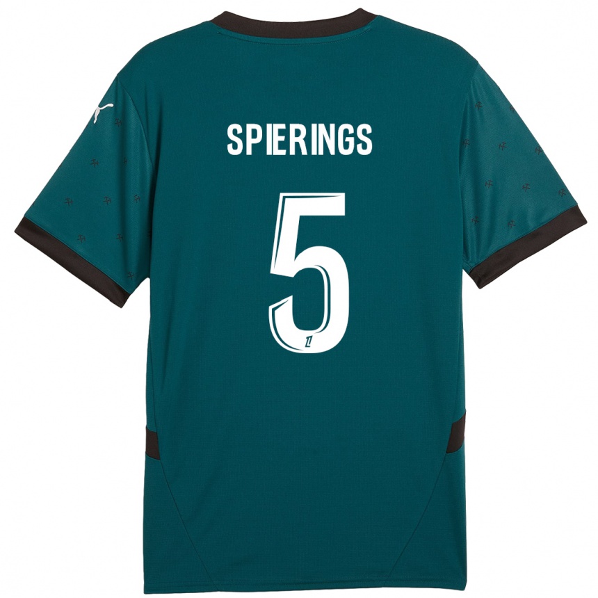 Gyermek Labdarúgás Stijn Spierings #5 Sötétzöld Idegenbeli Jersey 2024/25 Mez Póló Ing