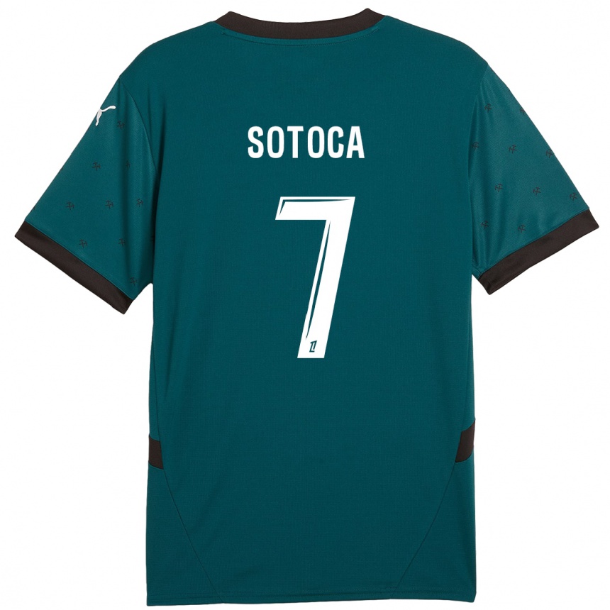 Gyermek Labdarúgás Florian Sotoca #7 Sötétzöld Idegenbeli Jersey 2024/25 Mez Póló Ing