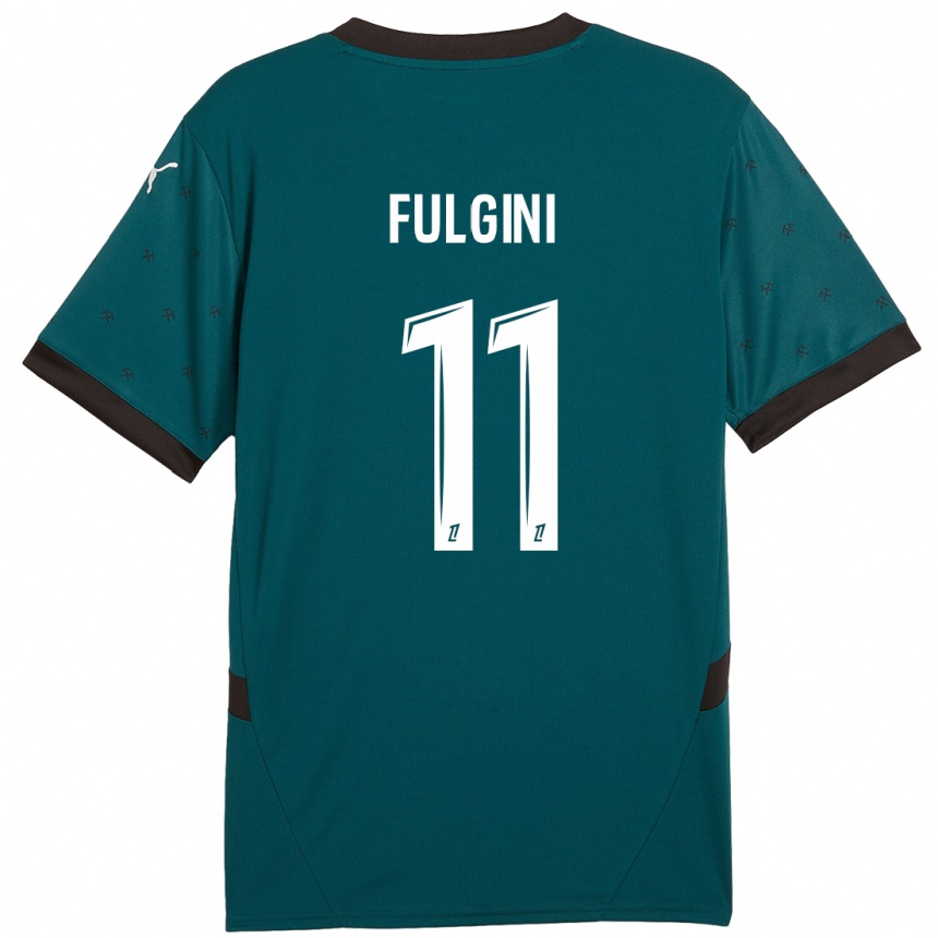 Gyermek Labdarúgás Angelo Fulgini #11 Sötétzöld Idegenbeli Jersey 2024/25 Mez Póló Ing