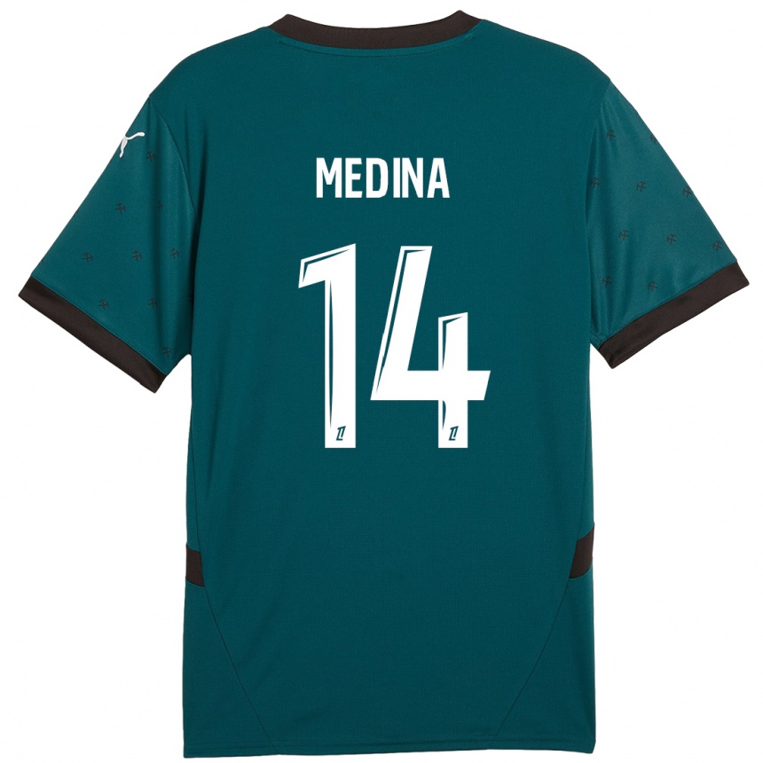 Gyermek Labdarúgás Facundo Medina #14 Sötétzöld Idegenbeli Jersey 2024/25 Mez Póló Ing