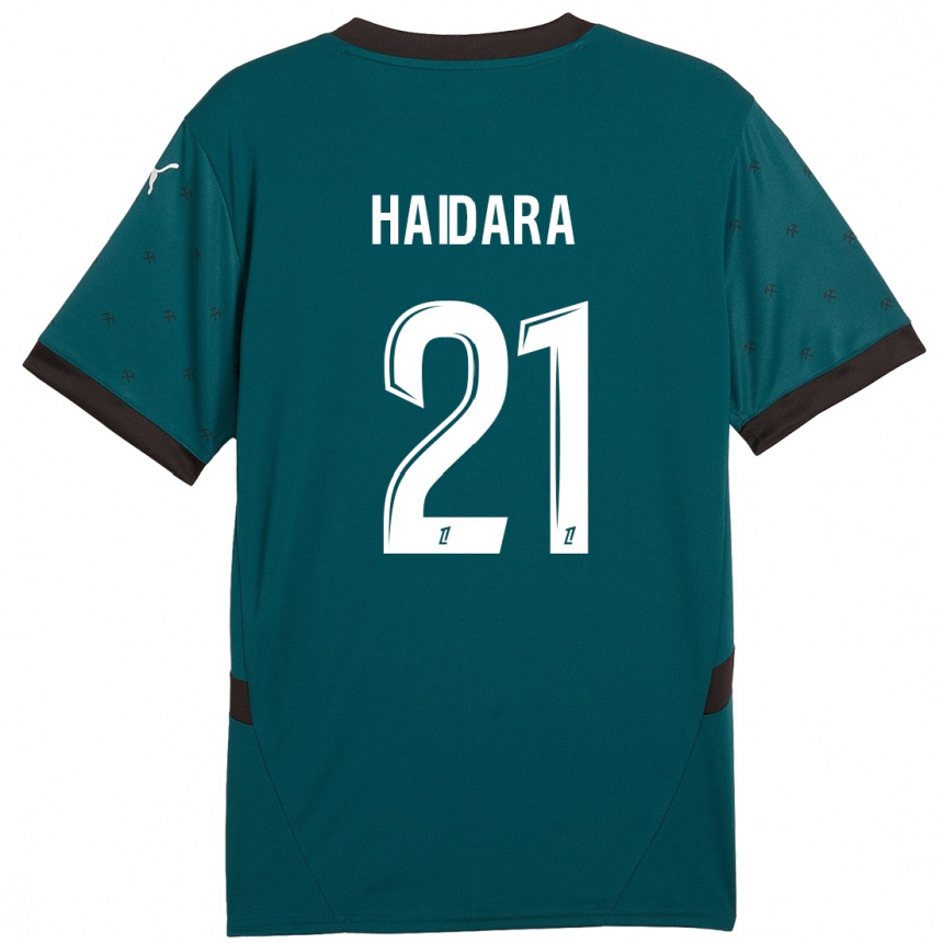 Gyermek Labdarúgás Massadio Haidara #21 Sötétzöld Idegenbeli Jersey 2024/25 Mez Póló Ing