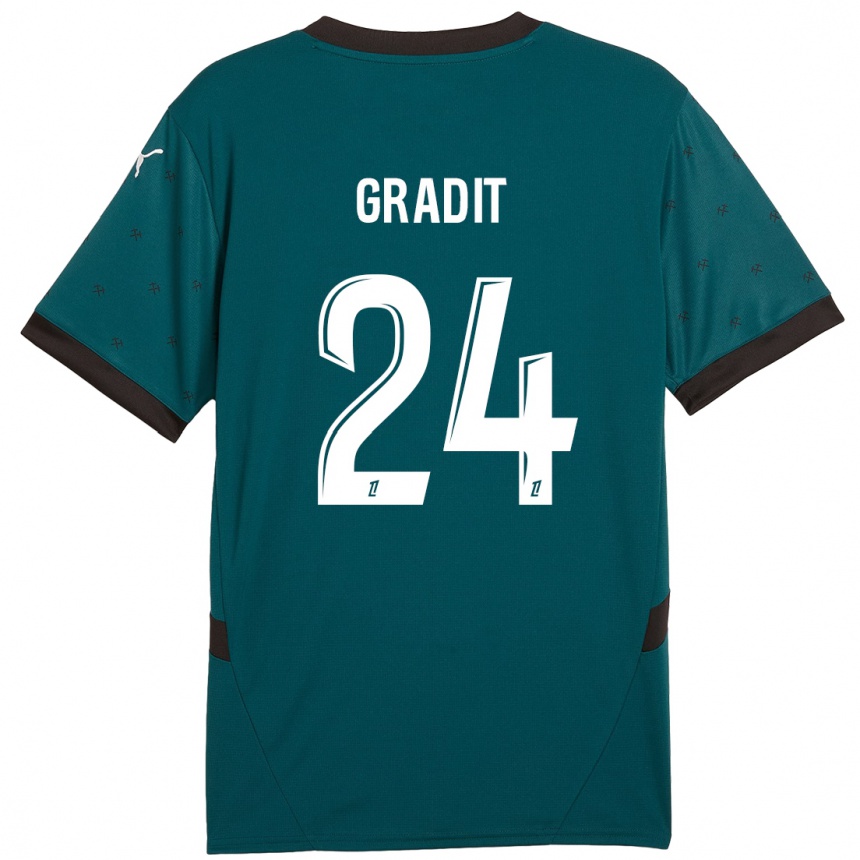 Gyermek Labdarúgás Jonathan Gradit #24 Sötétzöld Idegenbeli Jersey 2024/25 Mez Póló Ing