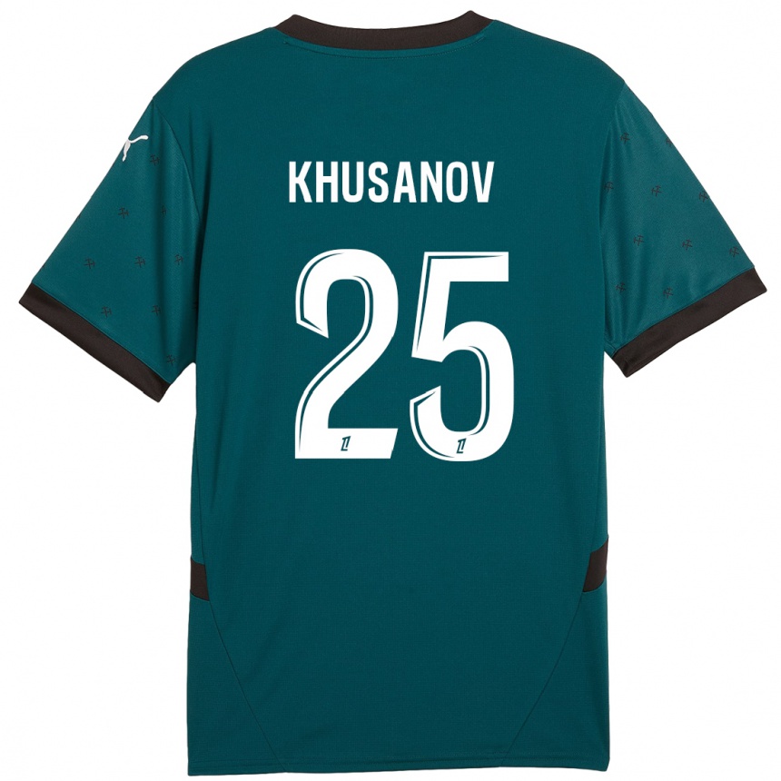 Gyermek Labdarúgás Abdukodir Khusanov #25 Sötétzöld Idegenbeli Jersey 2024/25 Mez Póló Ing