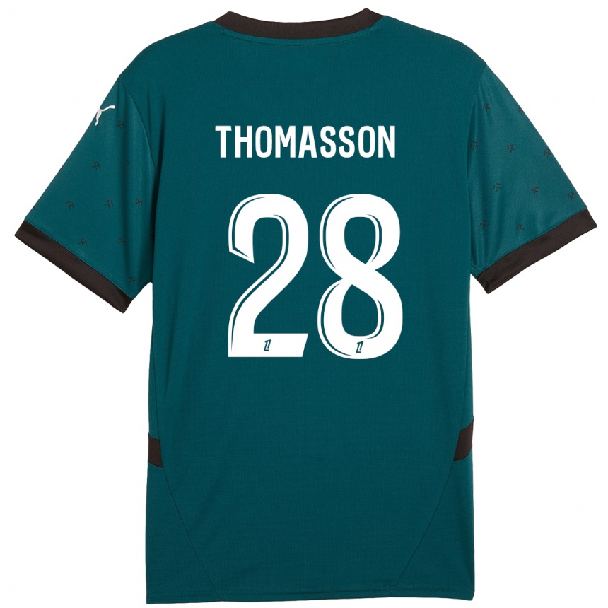 Gyermek Labdarúgás Adrien Thomasson #28 Sötétzöld Idegenbeli Jersey 2024/25 Mez Póló Ing