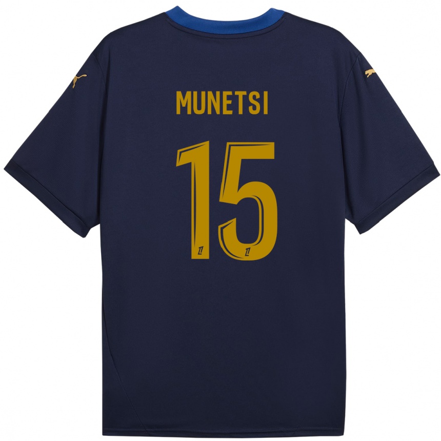 Gyermek Labdarúgás Marshall Munetsi #15 Sötétkék Arany Idegenbeli Jersey 2024/25 Mez Póló Ing