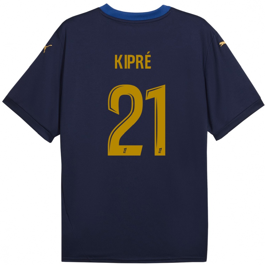 Gyermek Labdarúgás Cédric Kipré #21 Sötétkék Arany Idegenbeli Jersey 2024/25 Mez Póló Ing