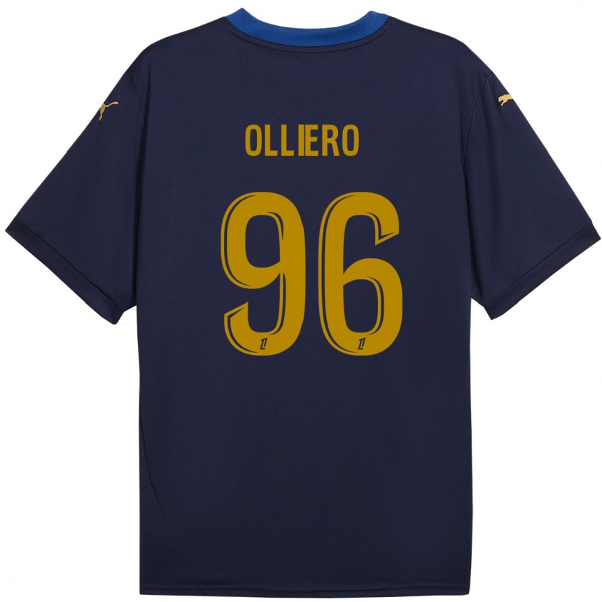 Gyermek Labdarúgás Alexandre Olliero #96 Sötétkék Arany Idegenbeli Jersey 2024/25 Mez Póló Ing