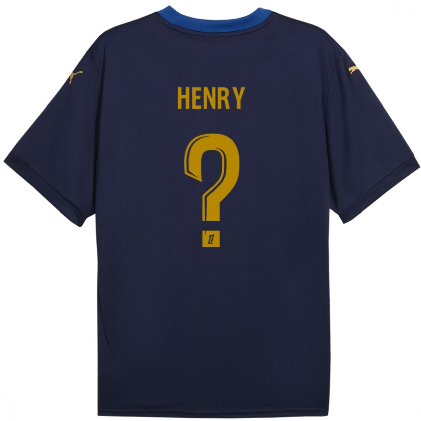 Gyermek Labdarúgás Kobi Henry #0 Sötétkék Arany Idegenbeli Jersey 2024/25 Mez Póló Ing