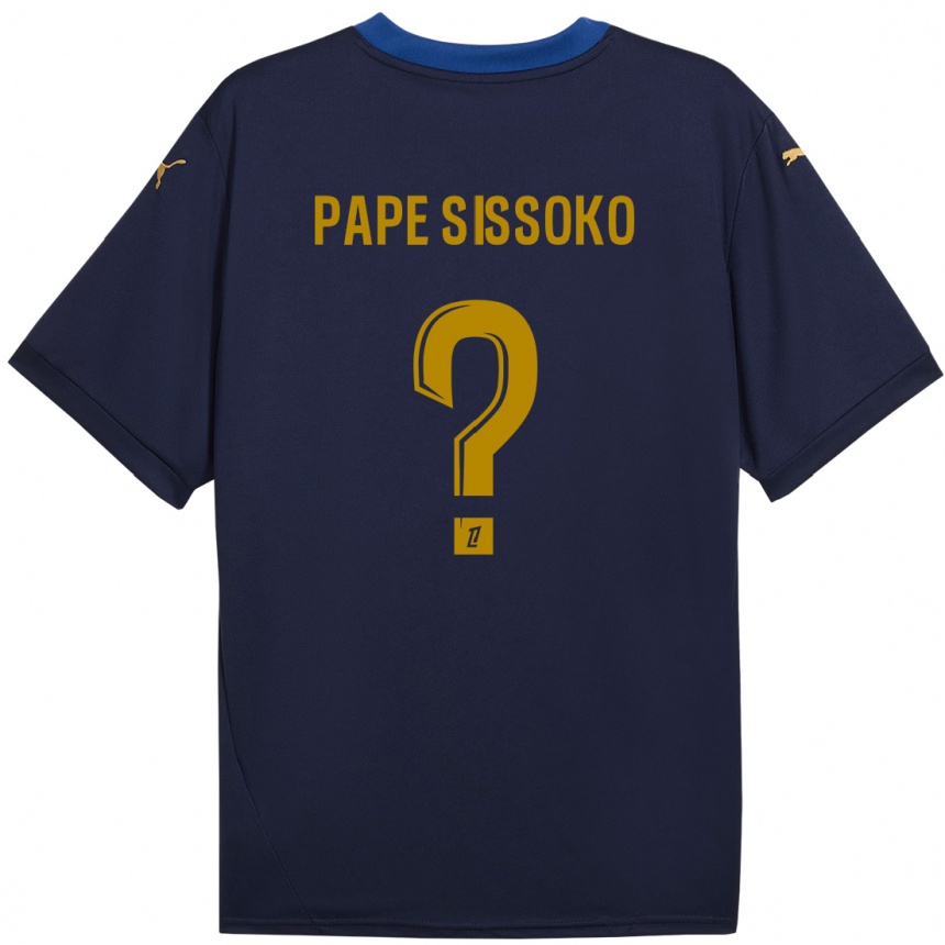 Gyermek Labdarúgás Niama Pape Sissoko #0 Sötétkék Arany Idegenbeli Jersey 2024/25 Mez Póló Ing