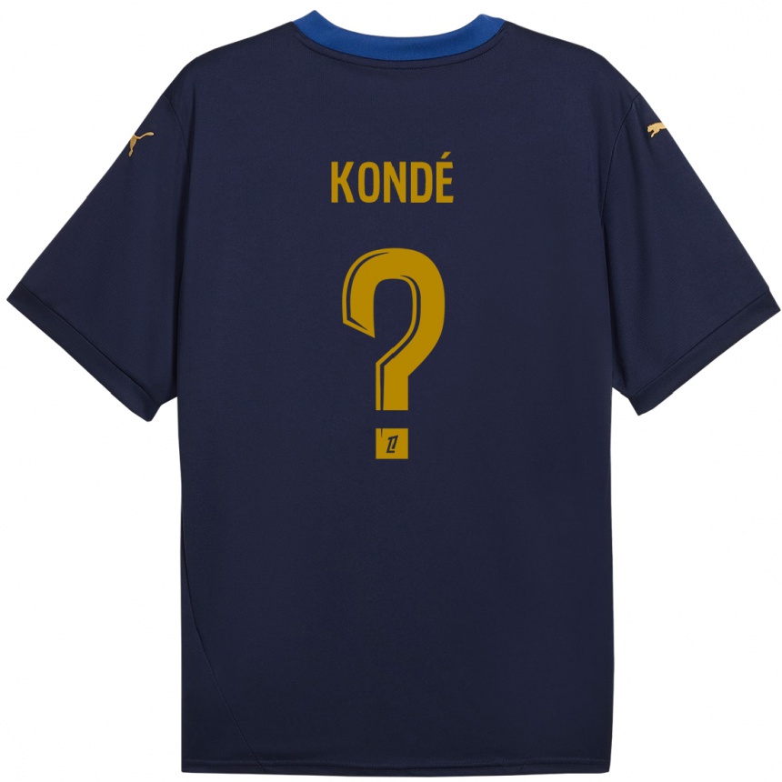 Gyermek Labdarúgás Jean-Charles Kondé #0 Sötétkék Arany Idegenbeli Jersey 2024/25 Mez Póló Ing