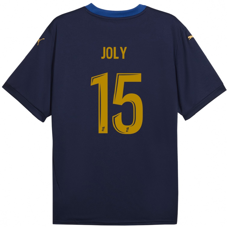 Gyermek Labdarúgás Lou-Ann Joly #15 Sötétkék Arany Idegenbeli Jersey 2024/25 Mez Póló Ing