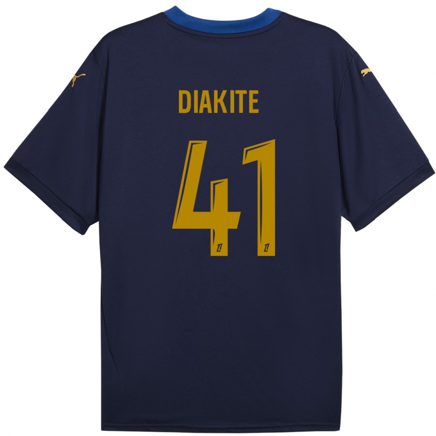 Gyermek Labdarúgás Ibrahim Diakité #41 Sötétkék Arany Idegenbeli Jersey 2024/25 Mez Póló Ing