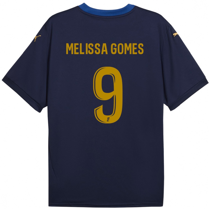 Gyermek Labdarúgás Melissa Ferreira Gomes #9 Sötétkék Arany Idegenbeli Jersey 2024/25 Mez Póló Ing