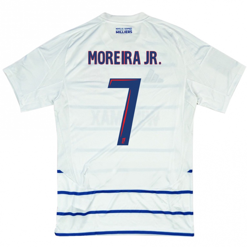 Gyermek Labdarúgás Diego Moreira #7 Fehér Kék Idegenbeli Jersey 2024/25 Mez Póló Ing