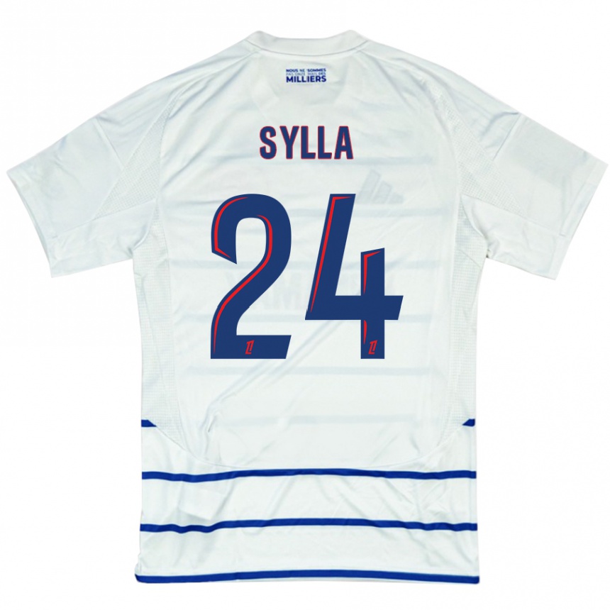 Gyermek Labdarúgás Abakar Sylla #24 Fehér Kék Idegenbeli Jersey 2024/25 Mez Póló Ing