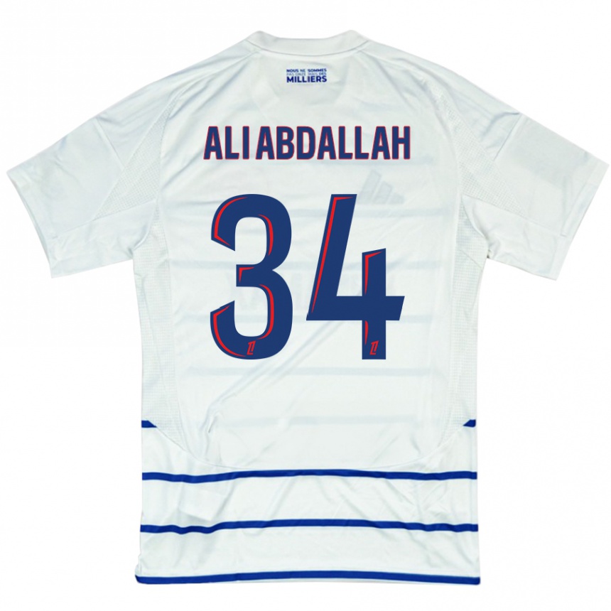 Gyermek Labdarúgás Aboubacar Ali Abdallah #34 Fehér Kék Idegenbeli Jersey 2024/25 Mez Póló Ing