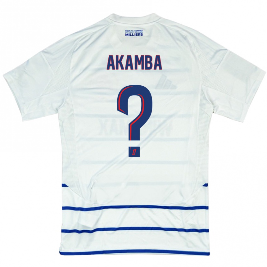 Gyermek Labdarúgás Fred Akamba #0 Fehér Kék Idegenbeli Jersey 2024/25 Mez Póló Ing