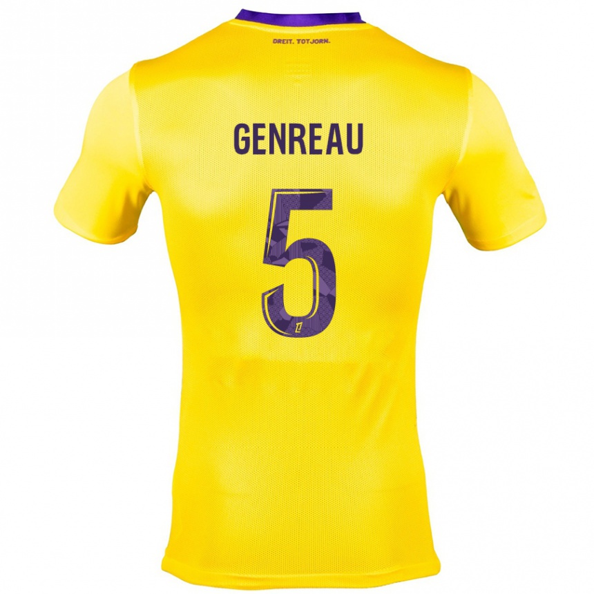 Gyermek Labdarúgás Denis Genreau #5 Sárga Lila Idegenbeli Jersey 2024/25 Mez Póló Ing