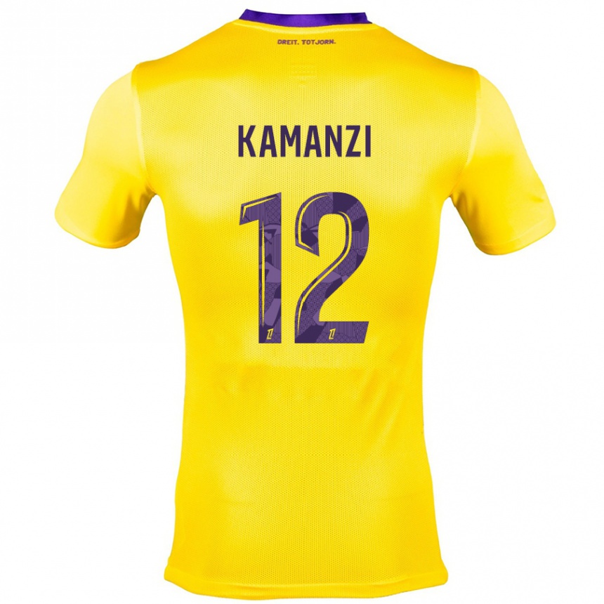 Gyermek Labdarúgás Warren Kamanzi #12 Sárga Lila Idegenbeli Jersey 2024/25 Mez Póló Ing