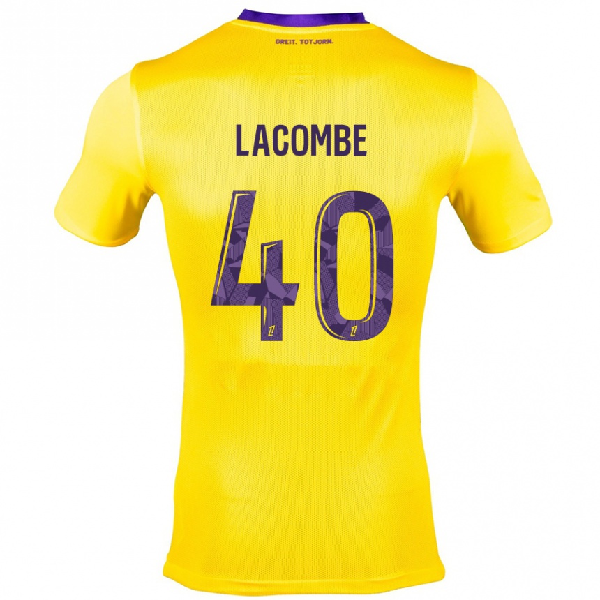 Gyermek Labdarúgás Justin Lacombe #40 Sárga Lila Idegenbeli Jersey 2024/25 Mez Póló Ing