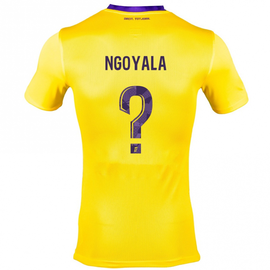 Gyermek Labdarúgás Frédéric Efuele Ngoyala #0 Sárga Lila Idegenbeli Jersey 2024/25 Mez Póló Ing