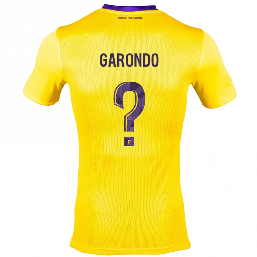 Gyermek Labdarúgás Thibaud Garondo #0 Sárga Lila Idegenbeli Jersey 2024/25 Mez Póló Ing