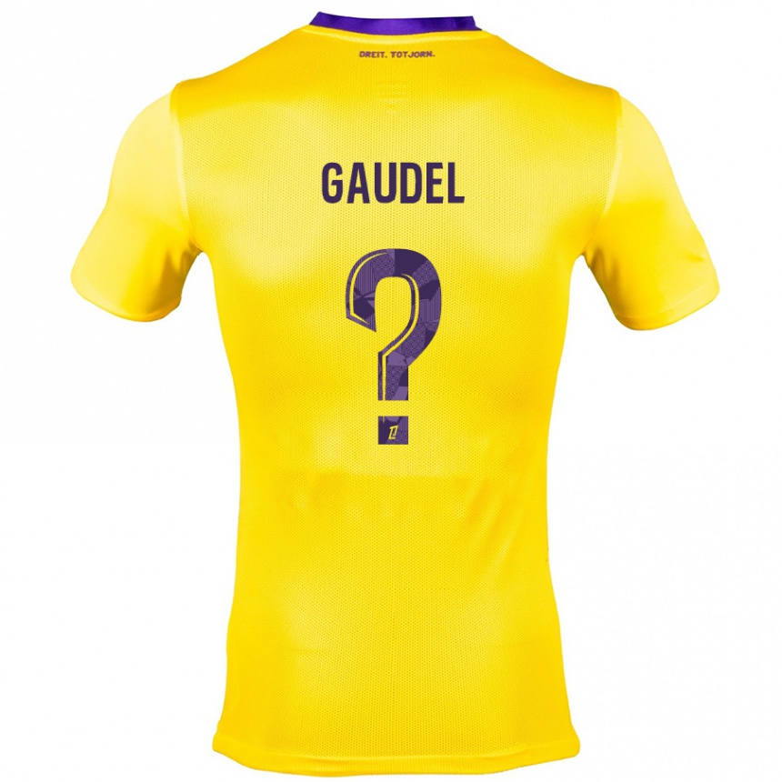 Gyermek Labdarúgás Raphaël Gaudel #0 Sárga Lila Idegenbeli Jersey 2024/25 Mez Póló Ing