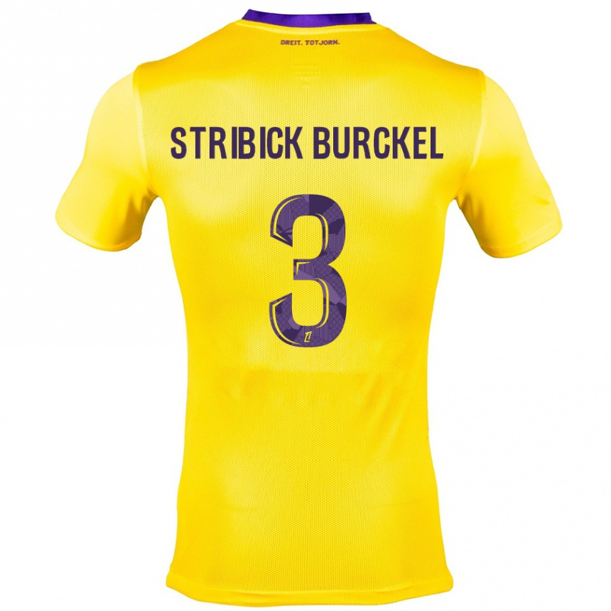 Gyermek Labdarúgás Laetitia Stribick-Burckel #3 Sárga Lila Idegenbeli Jersey 2024/25 Mez Póló Ing