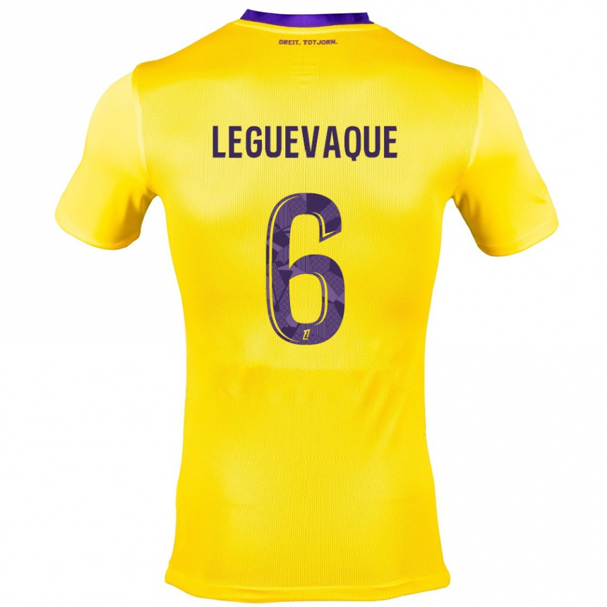 Gyermek Labdarúgás Laurie Leguevaque #6 Sárga Lila Idegenbeli Jersey 2024/25 Mez Póló Ing