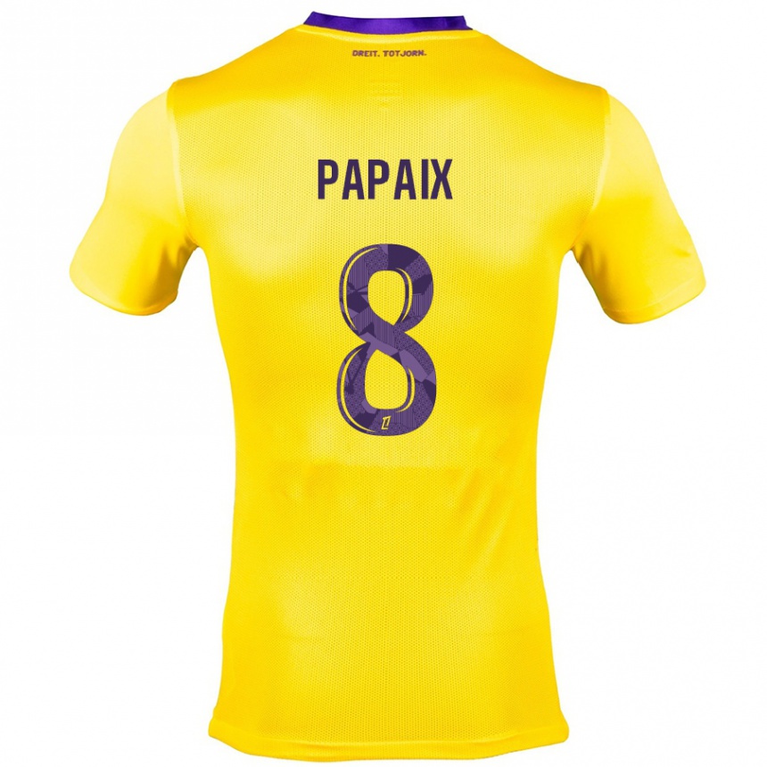 Gyermek Labdarúgás Pauline Papaix #8 Sárga Lila Idegenbeli Jersey 2024/25 Mez Póló Ing