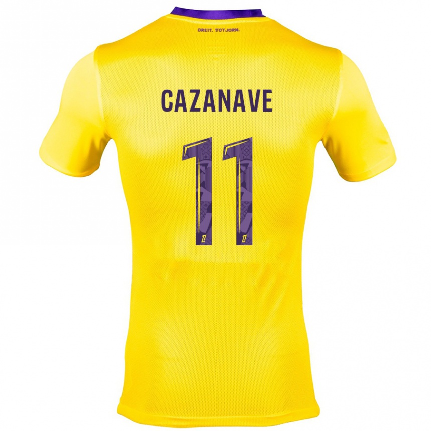 Gyermek Labdarúgás Julie Cazanave #11 Sárga Lila Idegenbeli Jersey 2024/25 Mez Póló Ing