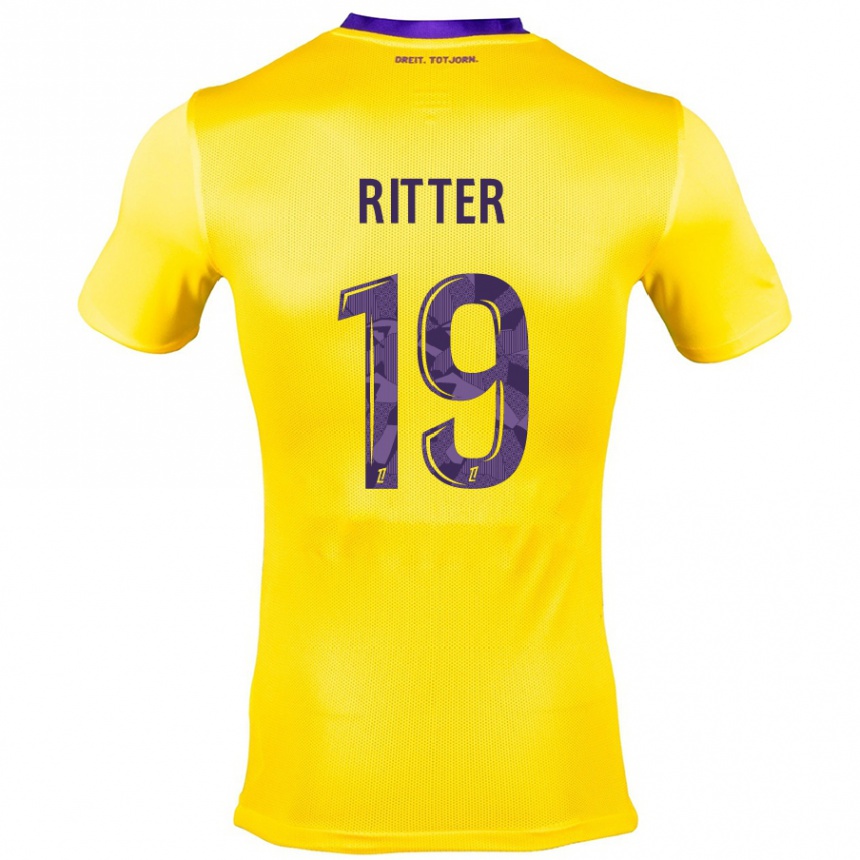 Gyermek Labdarúgás Morgane Ritter #19 Sárga Lila Idegenbeli Jersey 2024/25 Mez Póló Ing