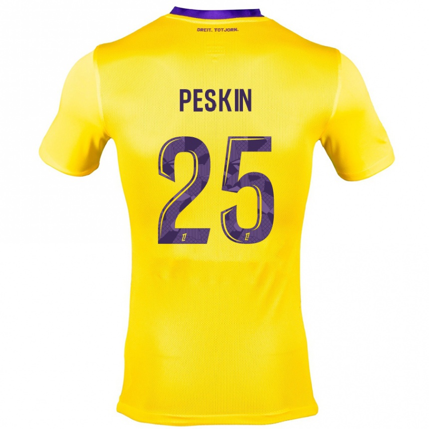 Gyermek Labdarúgás Kelso Peskin #25 Sárga Lila Idegenbeli Jersey 2024/25 Mez Póló Ing