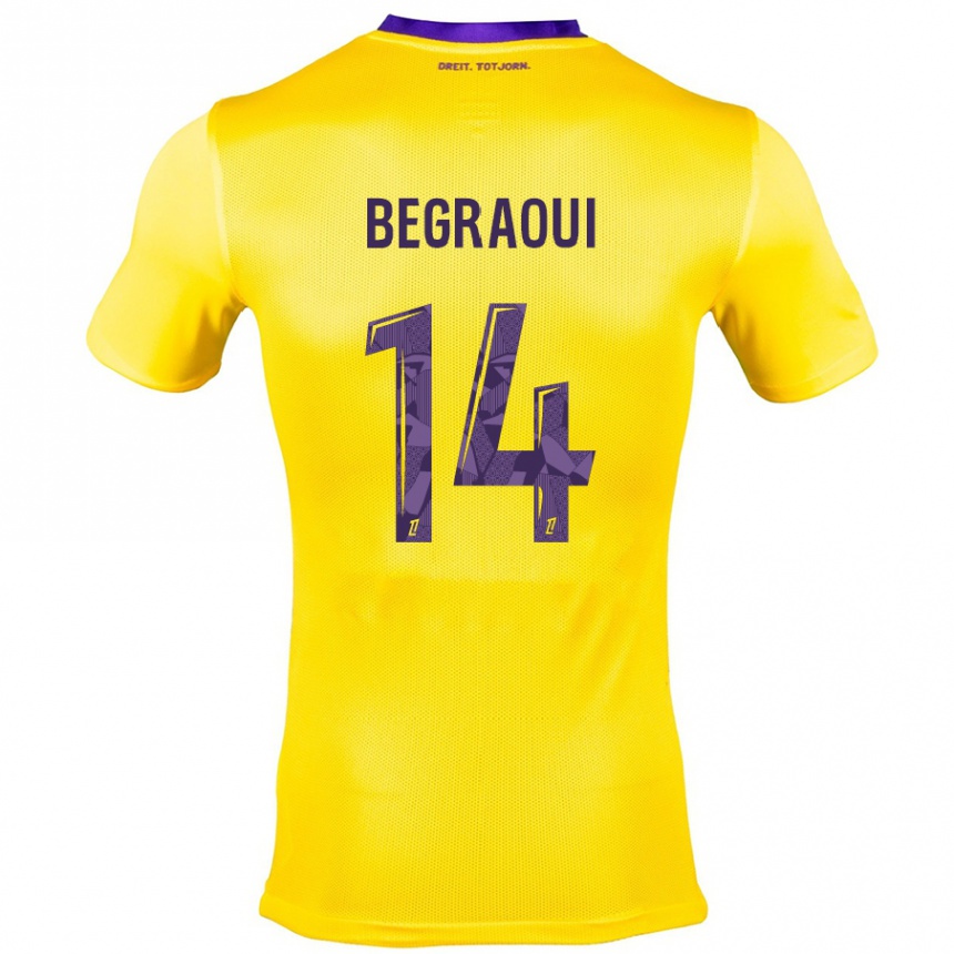 Gyermek Labdarúgás Yanis Begraoui #14 Sárga Lila Idegenbeli Jersey 2024/25 Mez Póló Ing