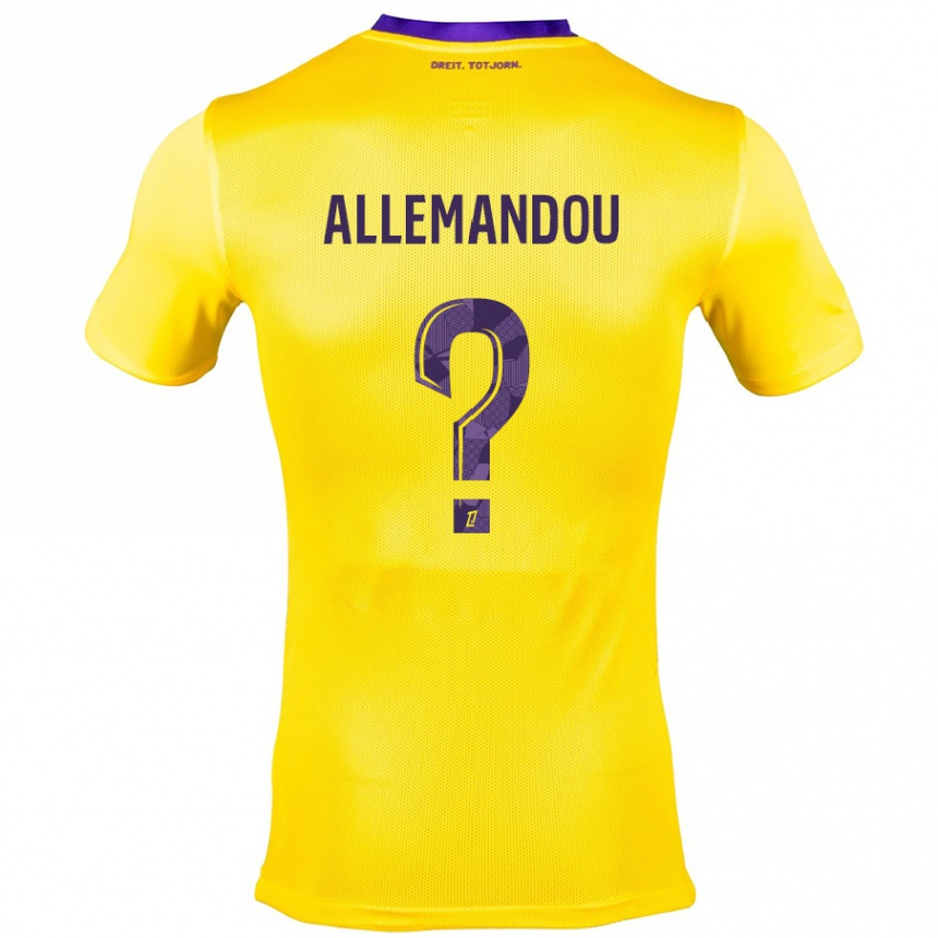 Gyermek Labdarúgás Teddy Allemandou #0 Sárga Lila Idegenbeli Jersey 2024/25 Mez Póló Ing